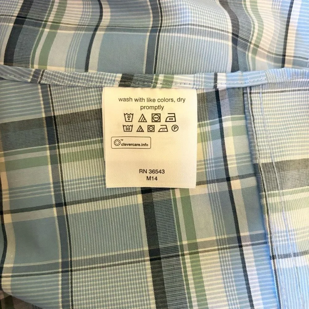 Michael Kors Airsoft Stretch Regular Fit Long Sleeve Button Down Blue Plaid Mens